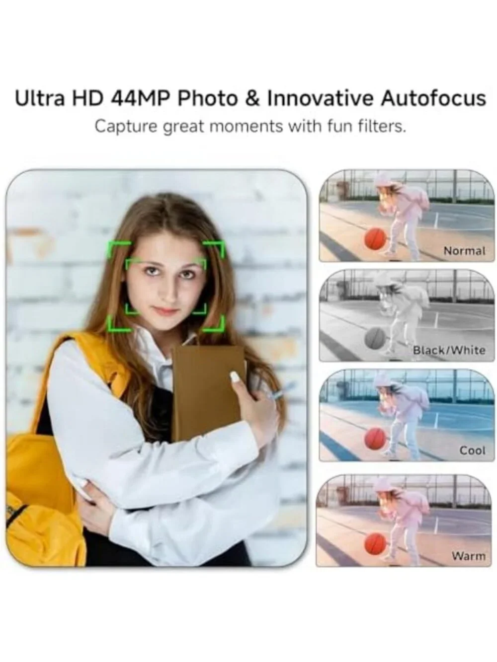 4K Autofocus Digital Camera for Teens & Kids, 16X Zoom, Compact, 64GB SD Card